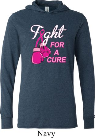Mens Breast Cancer Shirt Fight For a Cure Lightweight Hoodie Tee