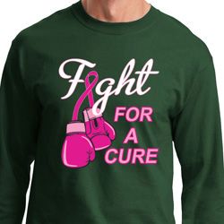 Mens Breast Cancer Shirt Fight For a Cure Long Sleeve Tee T-Shirt