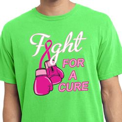 Mens Breast Cancer Shirt Fight For a Cure Pigment Dyed Tee T-Shirt