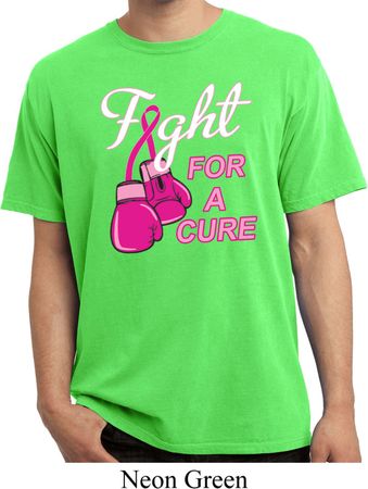 Mens Breast Cancer Shirt Fight For a Cure Pigment Dyed Tee T-Shirt