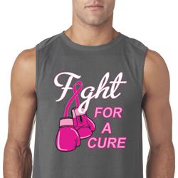 Mens Breast Cancer Shirt Fight For a Cure Sleeveless Tee T-Shirt