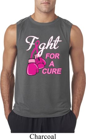 Mens Breast Cancer Shirt Fight For a Cure Sleeveless Tee T-Shirt