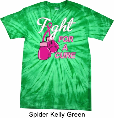 Mens Breast Cancer Shirt Fight For a Cure Spider Tie Dye Tee T-shirt