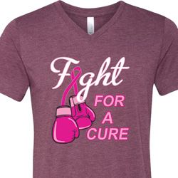 Mens Breast Cancer Shirt Fight For a Cure Tri Blend V-neck Tee T-Shirt