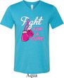 Mens Breast Cancer Shirt Fight For a Cure Tri Blend V-neck Tee T-Shirt