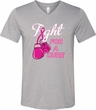 Mens Breast Cancer Shirt Fight For a Cure Tri Blend V-neck Tee T-Shirt