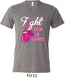 Mens Breast Cancer Shirt Fight For a Cure Tri Blend V-neck Tee T-Shirt