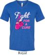 Mens Breast Cancer Shirt Fight For a Cure Tri Blend V-neck Tee T-Shirt