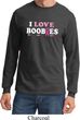 Mens Breast Cancer Shirt I Love Boobies Long Sleeve Tee T-Shirt