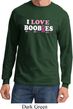 Mens Breast Cancer Shirt I Love Boobies Long Sleeve Tee T-Shirt