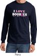 Mens Breast Cancer Shirt I Love Boobies Long Sleeve Tee T-Shirt