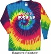 Mens Breast Cancer Shirt I Love Boobies Long Sleeve Tie Dye Tee