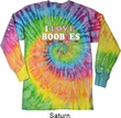 Mens Breast Cancer Shirt I Love Boobies Long Sleeve Tie Dye Tee