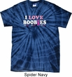 Mens Breast Cancer Shirt I Love Boobies Spider Tie Dye Tee T-shirt