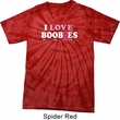 Mens Breast Cancer Shirt I Love Boobies Spider Tie Dye Tee T-shirt