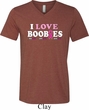 Mens Breast Cancer Shirt I Love Boobies Tri Blend V-neck Tee T-Shirt