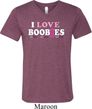 Mens Breast Cancer Shirt I Love Boobies Tri Blend V-neck Tee T-Shirt
