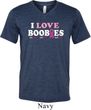 Mens Breast Cancer Shirt I Love Boobies Tri Blend V-neck Tee T-Shirt