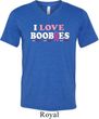 Mens Breast Cancer Shirt I Love Boobies Tri Blend V-neck Tee T-Shirt