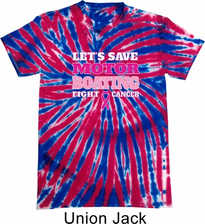 Mens Breast Cancer Shirt Motor Boating Patriotic Tie Dye Tee T-shirt