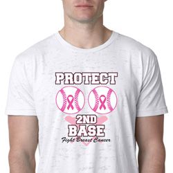 Mens Breast Cancer Shirt Protect 2nd Base Burnout Tee T-Shirt Mens Breast Cancer Shirt Protect 2nd Base Burnout Tee T-Shirt