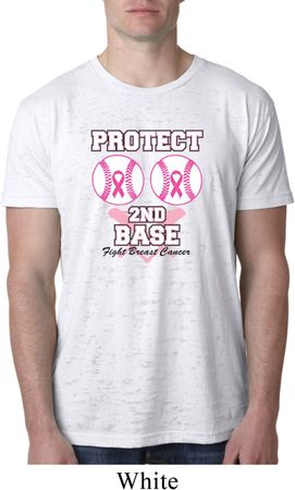 Mens Breast Cancer Shirt Protect 2nd Base Burnout Tee T-Shirt
