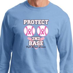 Mens Breast Cancer Shirt Protect 2nd Base Long Sleeve Tee T-Shirt Mens Breast Cancer Shirt Protect 2nd Base Long Sleeve Tee T-Shirt