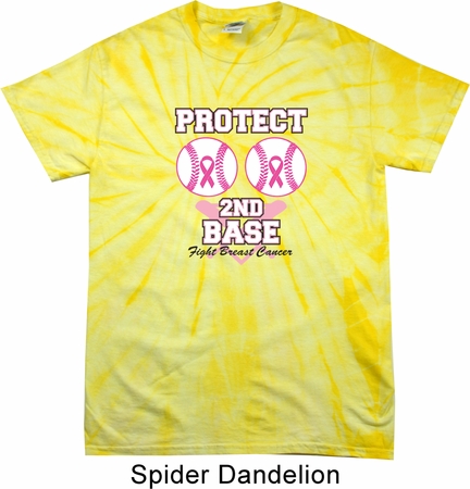 Mens Breast Cancer Shirt Protect 2nd Base Spider Tie Dye Tee T-shirt