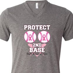 Mens Breast Cancer Shirt Protect 2nd Base Tri Blend V-neck Tee T-Shirt Mens Breast Cancer Shirt Protect 2nd Base Tri Blend V-neck Tee T-Shirt