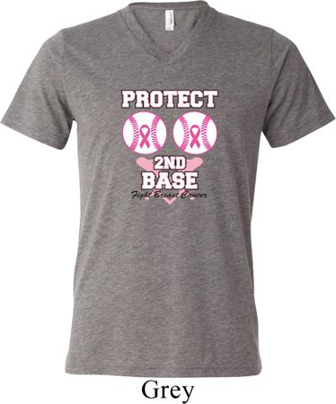 Mens Breast Cancer Shirt Protect 2nd Base Tri Blend V-neck Tee T-Shirt