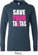 Mens Breast Cancer Shirt Save Your Tatas Lightweight Hoodie Tee