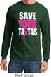 Mens Breast Cancer Shirt Save Your Tatas Long Sleeve Tee T-Shirt