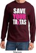 Mens Breast Cancer Shirt Save Your Tatas Long Sleeve Tee T-Shirt
