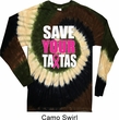 Mens Breast Cancer Shirt Save Your Tatas Long Sleeve Tie Dye Tee
