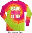 Mens Breast Cancer Shirt Save Your Tatas Long Sleeve Tie Dye Tee