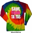 Mens Breast Cancer Shirt Save Your Tatas Long Sleeve Tie Dye Tee
