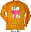 Mens Breast Cancer Shirt Save Your Tatas Long Sleeve Tie Dye Tee