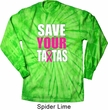 Mens Breast Cancer Shirt Save Your Tatas Long Sleeve Tie Dye Tee