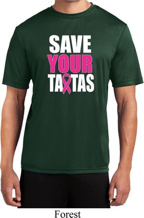 Mens Breast Cancer Shirt Save Your Tatas Moisture Wicking Tee T-Shirt