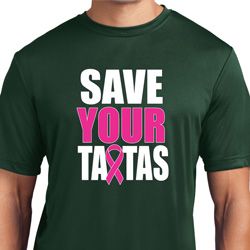 Mens Breast Cancer Shirt Save Your Tatas Moisture Wicking Tee T-Shirt