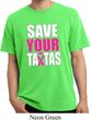 Mens Breast Cancer Shirt Save Your Tatas Pigment Dyed Tee T-Shirt