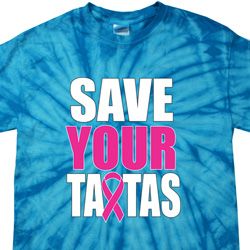 Mens Breast Cancer Shirt Save Your Tatas Spider Tie Dye Tee T-shirt