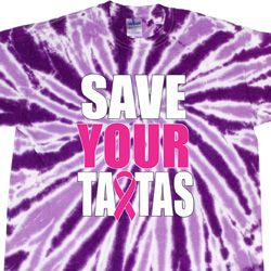 Mens Breast Cancer Shirt Save Your Tatas Twist Tie Dye Tee T-shirt