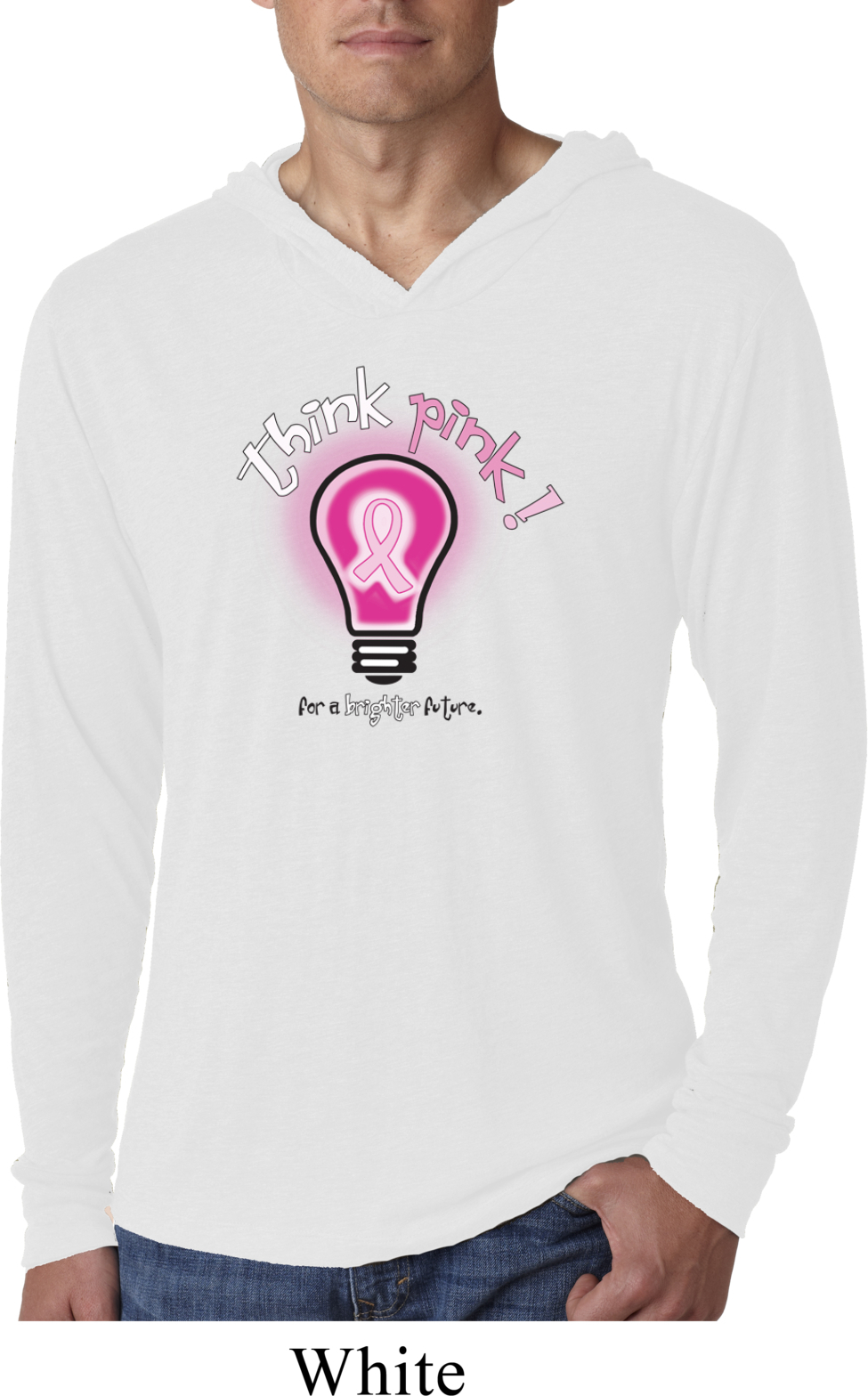 Mens Breast Cancer Shirt Think Pink Lightweight Hoodie Tee TShirt