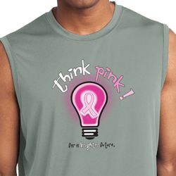 Mens Breast Cancer Think Pink Sleeveless Moisture Wicking Tee T-Shirt Mens Breast Cancer Think Pink Sleeveless Moisture Wicking Tee T-Shirt