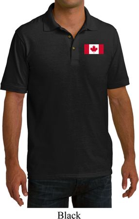 Mens Canada Polo Canadian Flag Pocket Print Pique Polo Shirt