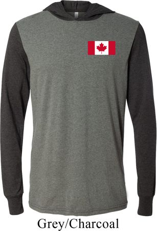 Mens Canada Tee Canadian Flag Pocket Print Lightweight Hoodie