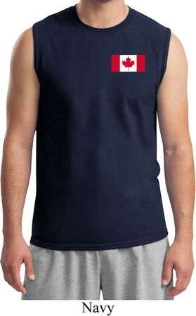 Mens Canada Tee Canadian Flag Pocket Print Muscle Shirt