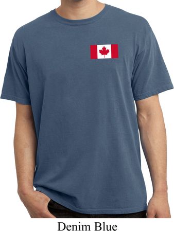 Mens Canada Tee Canadian Flag Pocket Print Pigment Dyed Shirt