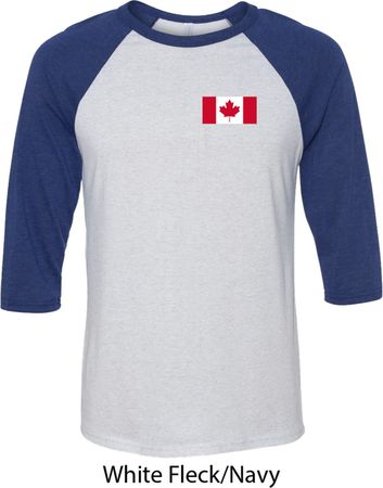 Mens Canada Tee Canadian Flag Pocket Print Raglan Shirt